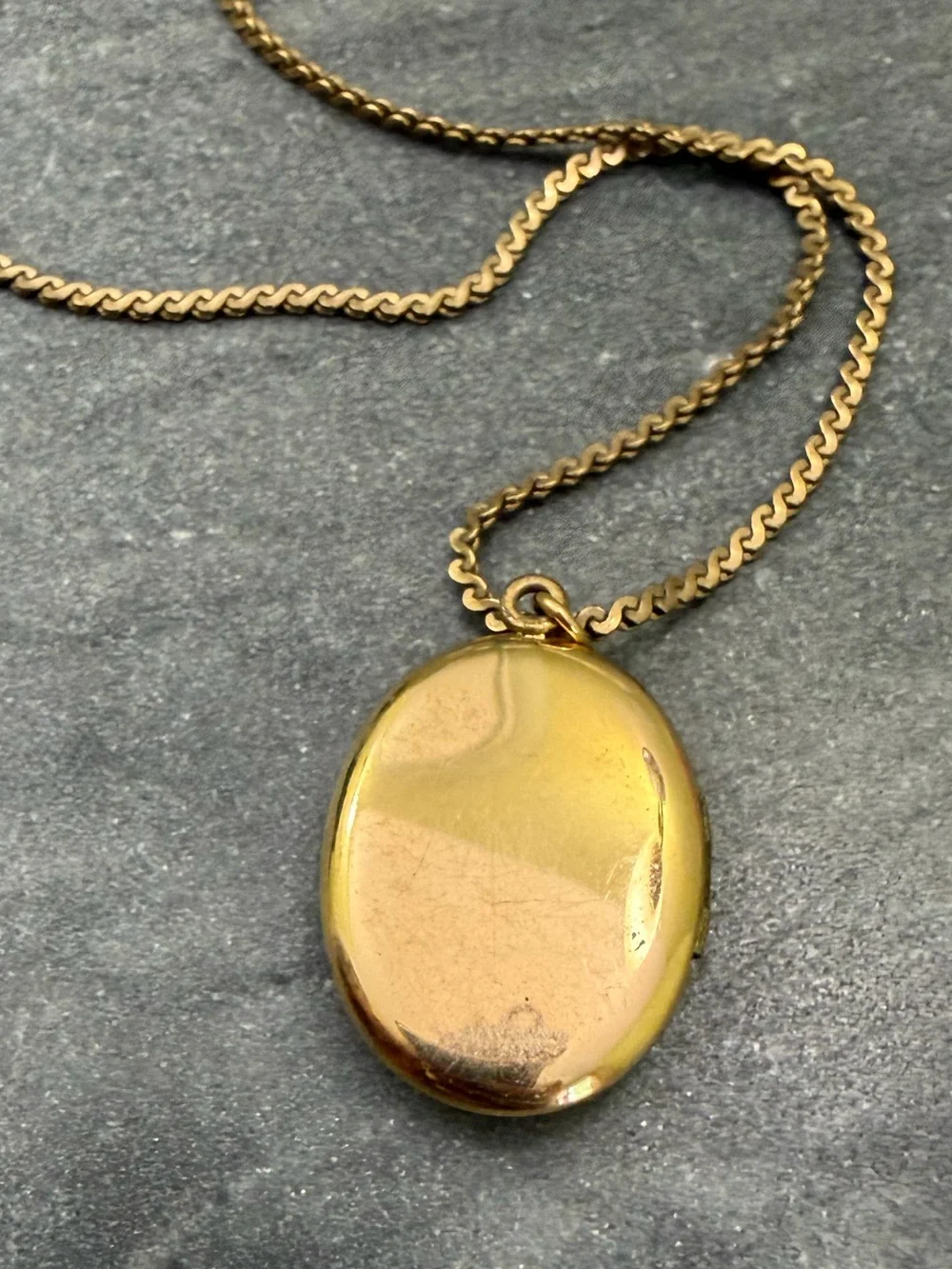 Vintage 14 Karat Gold Filled Floral Guilloche Enamel Locket Necklace